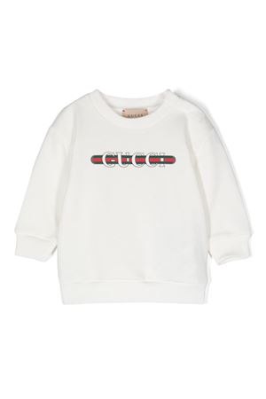 felpa in cotone bianco GUCCI KIDS | 629430XJGPJ9214